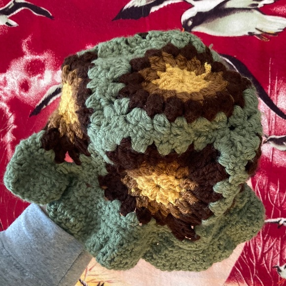 Sage Sunflower Granny Square Bucket Hat – Handmade Crochet Forest Fairy Vibes - Picture 2 of 6